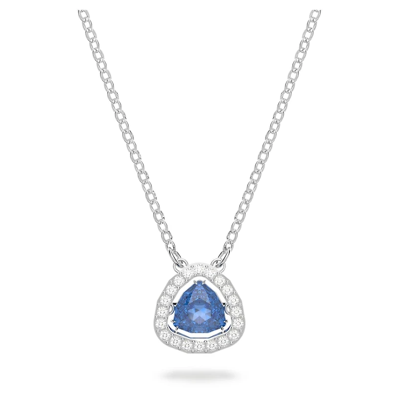 Una necklace, Trilliant cut, Blue, Rhodium plated by SWAROVSKI