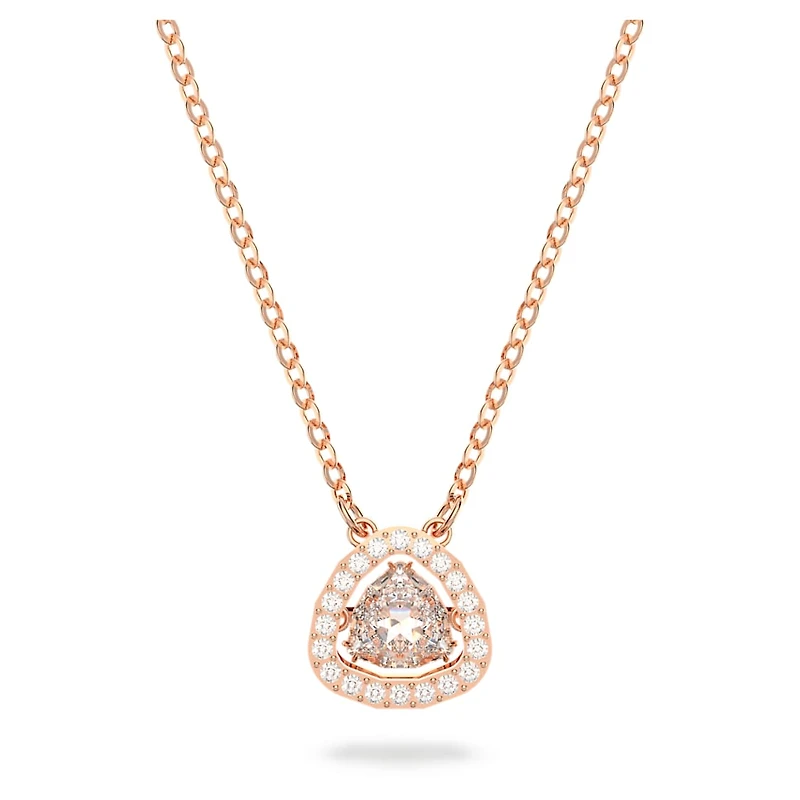 Millenia necklace, Trilliant cut, White, Rose gold-tone plated by SWAROVSKI