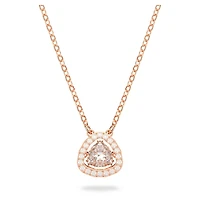 Millenia necklace, Trilliant cut, White, Rose gold-tone plated by SWAROVSKI