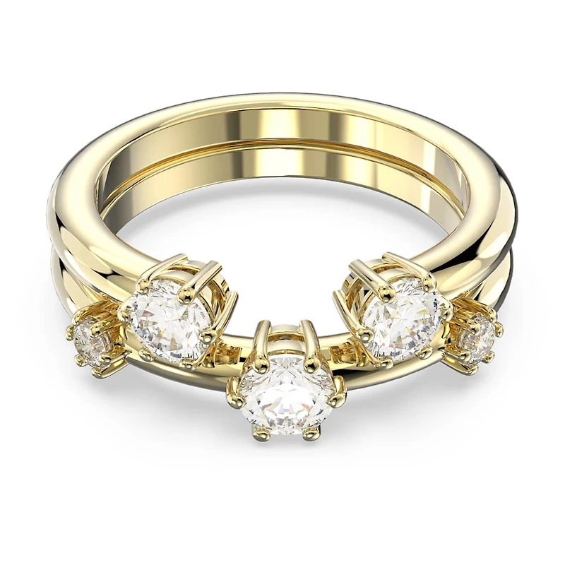 Constella ring, Set (2), Round cut, White, Gold-tone plated by SWAROVSKI