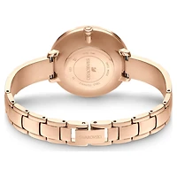 Crystalline delight watch, Swiss Made, Metal bracelet, Grey, Rose gold-tone finish by SWAROVSKI