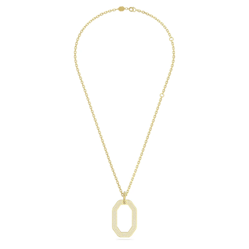 Dextera pendant, Octagon shape, Medium, White, Gold-tone plated by SWAROVSKI