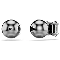 Millenia stud earrings, Square cut, Black, Ruthenium plated by SWAROVSKI