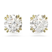 Stilla stud earrings, Round cut, White, Gold-tone plated by SWAROVSKI