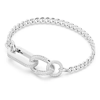 Dextera bracelet, Pavé, Mixed links, White, Rhodium plated by SWAROVSKI