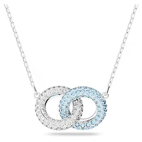 Dextera necklace, Pavé, Intertwined circles, Blue, Rhodium plated by SWAROVSKI