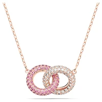 Dextera necklace, Intertwined circles, Pink, Rose gold-tone plated by SWAROVSKI