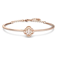 Una bangle, Clover, White, Rose gold-tone plated by SWAROVSKI