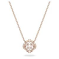 Una necklace, Clover, White, Rose gold-tone plated by SWAROVSKI