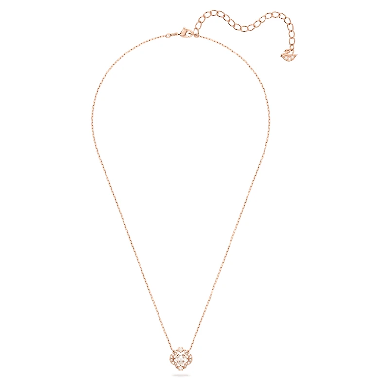 Una necklace, Clover, White, Rose gold-tone plated by SWAROVSKI
