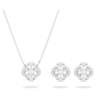 Una set, Mixed cuts, White, Rhodium plated by SWAROVSKI