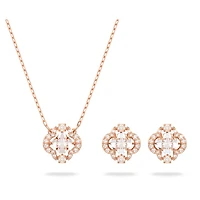 Una set, Mixed cuts, White, Rose gold-tone plated by SWAROVSKI