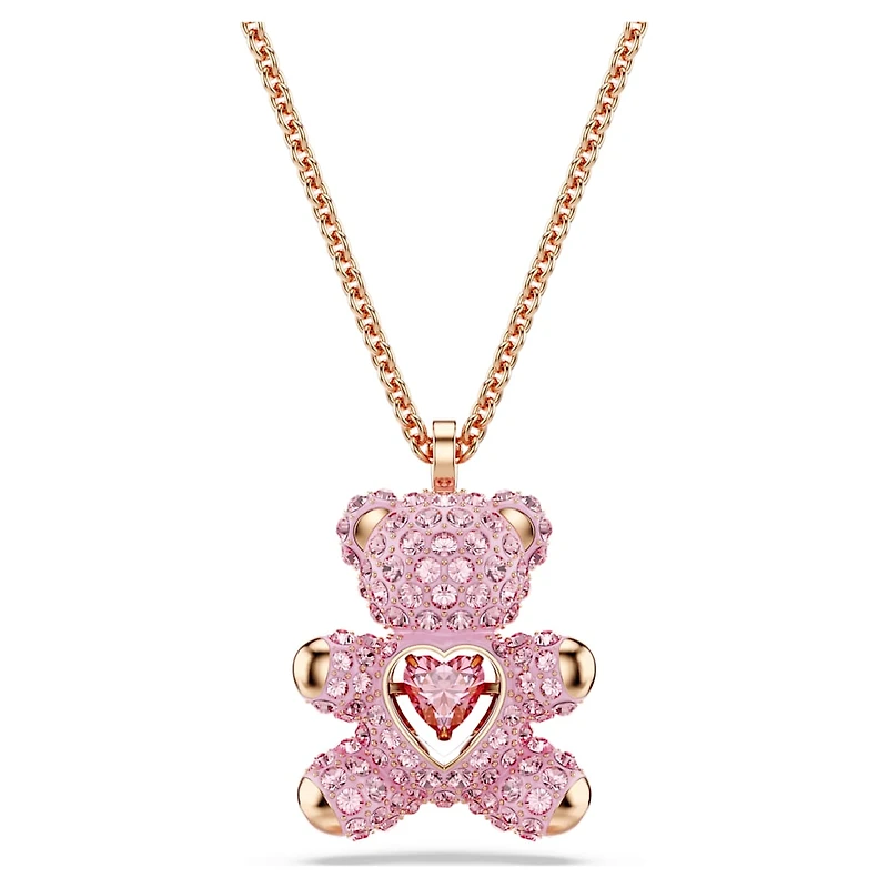 Teddy pendant, Bear, Pink, Rose gold-tone plated by SWAROVSKI