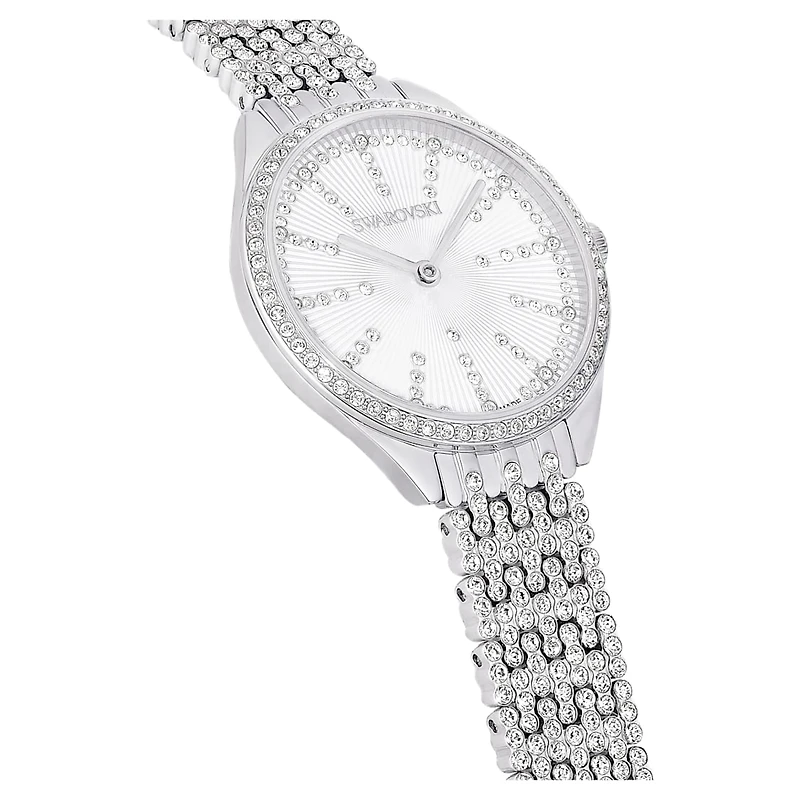 Attract watch, Swiss Made, Full pavé, Crystal bracelet, Silver tone, Stainless steel by SWAROVSKI