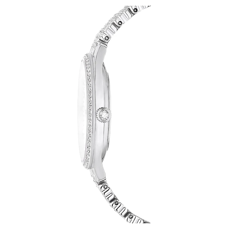 Attract watch, Swiss Made, Full pavé, Crystal bracelet, Silver tone, Stainless steel by SWAROVSKI