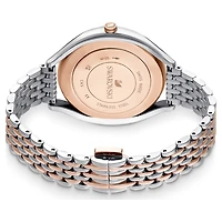 Crystalline aura watch, Swiss Made, Metal bracelet, Rose gold tone, Mixed metal finish by SWAROVSKI