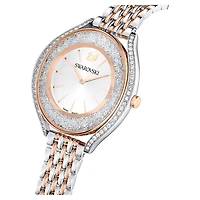 Crystalline aura watch, Swiss Made, Metal bracelet, Rose gold tone, Mixed metal finish by SWAROVSKI