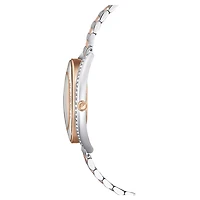 Crystalline aura watch, Swiss Made, Metal bracelet, Rose gold tone, Mixed metal finish by SWAROVSKI