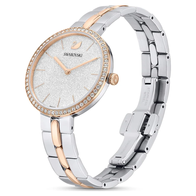Cosmopolitan watch, Swiss Made, Metal bracelet, White, Mixed metal finish by SWAROVSKI