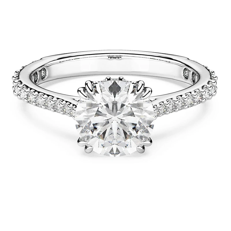 Stilla cocktail ring, Round cut, Pavé, White, Rhodium plated by SWAROVSKI