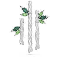 Dellium brooch, Bamboo, Green, Rhodium plated by SWAROVSKI