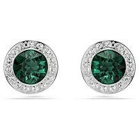 Una Angelic stud earrings, Round cut, Green, Rhodium plated by SWAROVSKI
