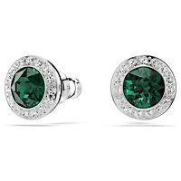 Una Angelic stud earrings, Round cut, Green, Rhodium plated by SWAROVSKI