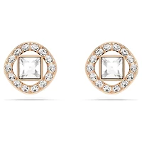 Angelic Square stud earrings, Square cut, White, Rose gold-tone plated by SWAROVSKI