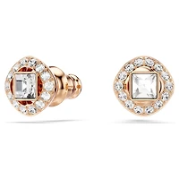 Angelic Square stud earrings, Square cut, White, Rose gold-tone plated by SWAROVSKI