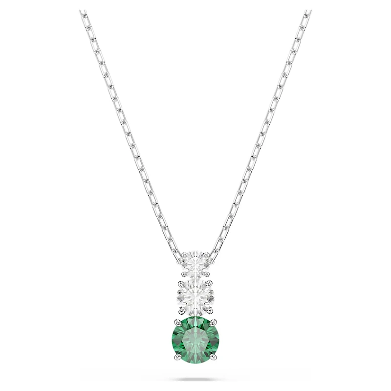 Stilla Attract pendant, Green, Rhodium plated by SWAROVSKI