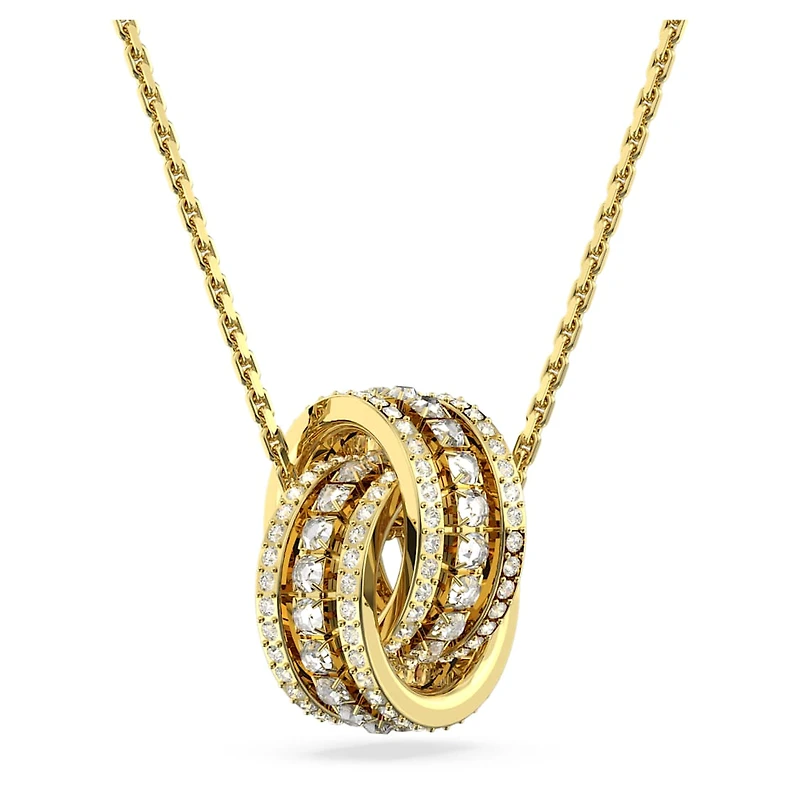 Hyperbola pendant, Intertwined circles, White, Gold-tone plated by SWAROVSKI