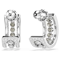 Hyperbola hoop earrings, White, Rhodium plated by SWAROVSKI