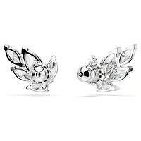 Louison stud earrings, Leaf, White, Rhodium plated by SWAROVSKI