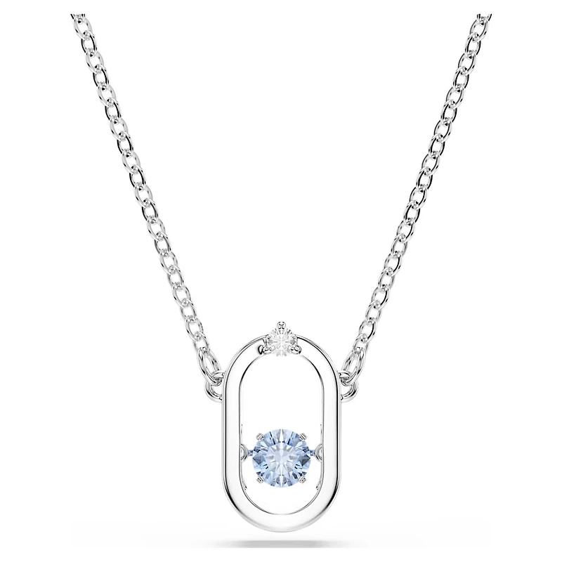 Una necklace, Round cut, Oval shape, Blue, Rhodium plated by SWAROVSKI