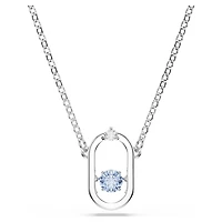 Una necklace, Round cut, Oval shape, Blue, Rhodium plated by SWAROVSKI