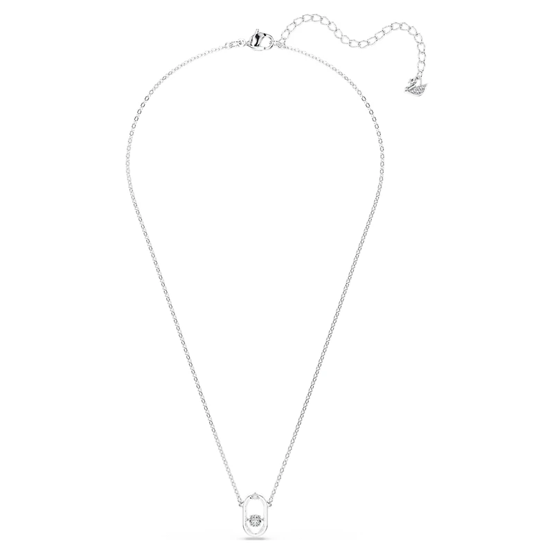 Una necklace, Round cut, Oval shape, Blue, Rhodium plated by SWAROVSKI