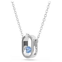 Una necklace, Round cut, Oval shape, Blue, Rhodium plated by SWAROVSKI