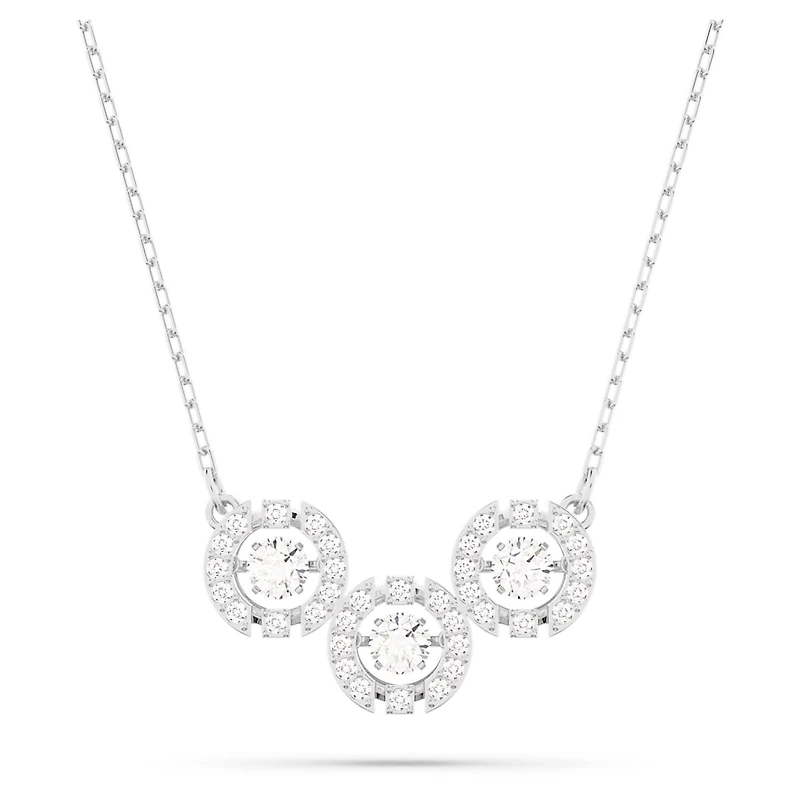 Una necklace, Round cut, White, Rhodium plated by SWAROVSKI