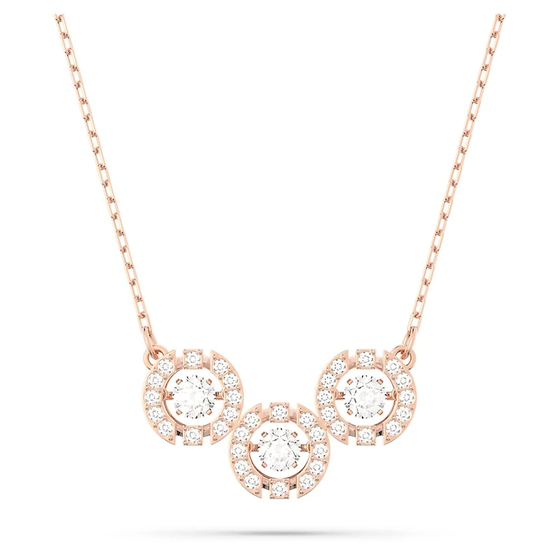 Swarovski Sparkling Dance Trilogy necklace, Round cut, White, Rose gold-tone plated by SWAROVSKI