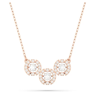 Swarovski Sparkling Dance Trilogy necklace, Round cut, White, Rose gold-tone plated by SWAROVSKI