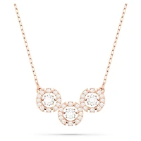 Swarovski Sparkling Dance Trilogy necklace, Round cut, White, Rose gold-tone plated by SWAROVSKI