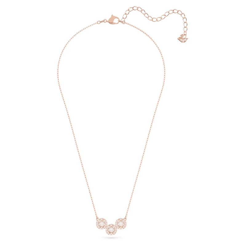Swarovski Sparkling Dance Trilogy necklace, Round cut, White, Rose gold-tone plated by SWAROVSKI
