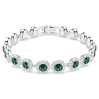 Una Angelic bracelet, Round cut, Pavé, Medium, Green, Rhodium plated by SWAROVSKI