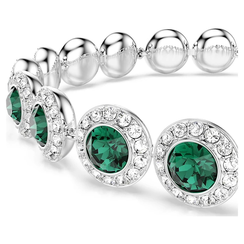 Una Angelic bracelet, Round cut, Pavé, Medium, Green, Rhodium plated by SWAROVSKI