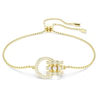 Hyperbola bracelet, Interlocking loop, White, Gold-tone plated by SWAROVSKI