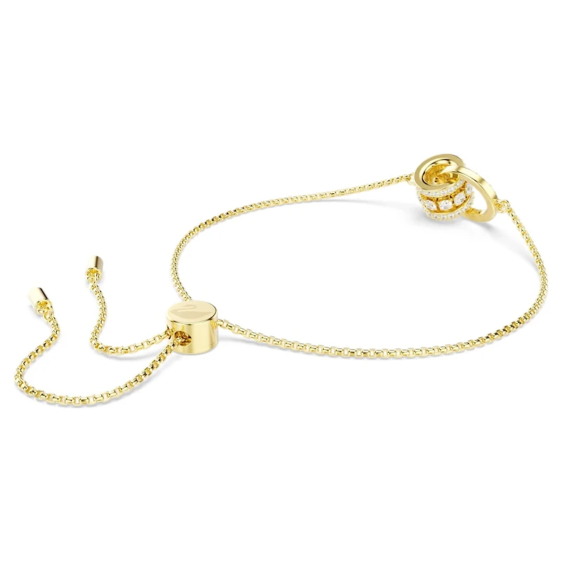 Hyperbola bracelet, Interlocking loop, White, Gold-tone plated by SWAROVSKI