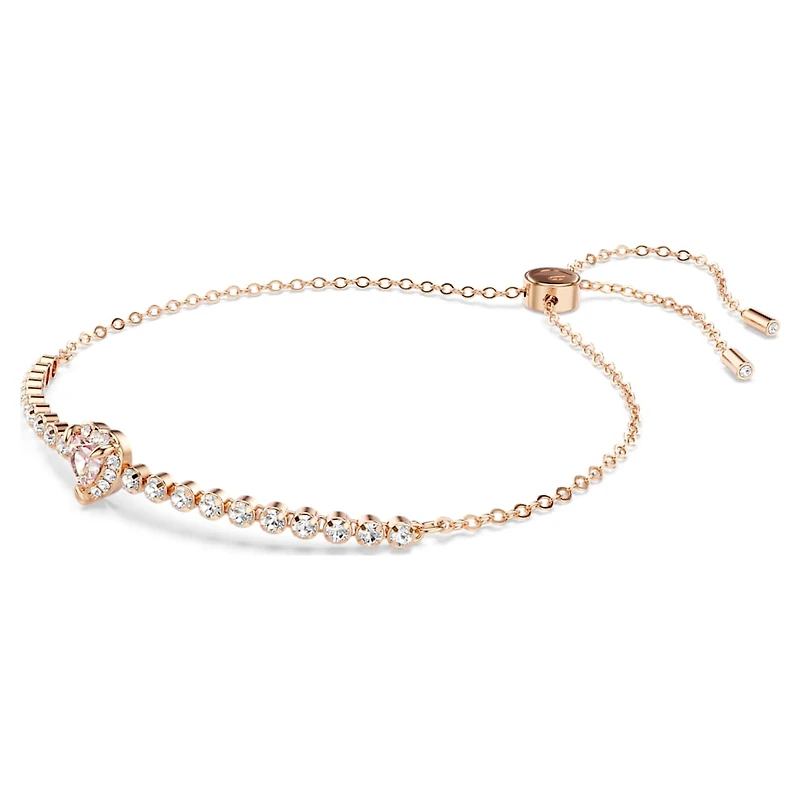 One bracelet, Heart, Pink, Rose gold-tone plated by SWAROVSKI