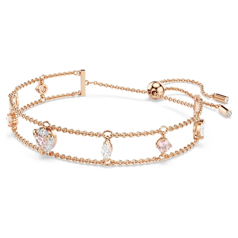 One bracelet, Mixed cuts, Heart, Pink, Rose gold-tone plated by SWAROVSKI