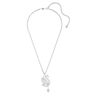 Swarovski Iconic Swan necklace, Swan, Long, White, Rhodium plated by SWAROVSKI