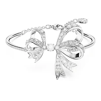 Volta bangle, Bow, White, Rhodium plated by SWAROVSKI